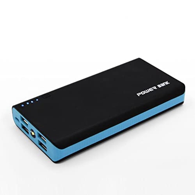 Batería externa portátil con linterna LED, puerto USB, 5 V, 2 A, cargador para teléfonos móviles y tabletas, color azul cielo