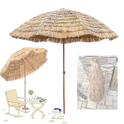 SKTWOE Sombrilla De Paja De Simulación Balcón, 1.7m Paraguas De Playa Al Aire Libre Antiviento, Estilo Hawaiano Parasol Ajustable En Altura, 8 Varilla precio