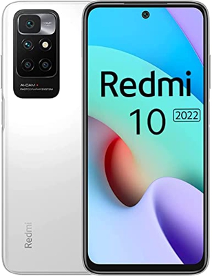 Xiaomi Redmi 10 Smartphone NFC 2022 Version, 6.5" 90Hz FHD+ DotDisplay, 50MP AI Quad Rear Camera, 5000mAh Battery (4GB+128GB Pebble White)