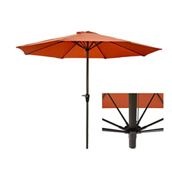 XFAK 2.7m Sombrilla De Jardín Playa Sombrilla Exterior con 8 Costillas Robustas Parasol Madera Poste/Metal Poste Antiviento Protección Solar,Naranja características