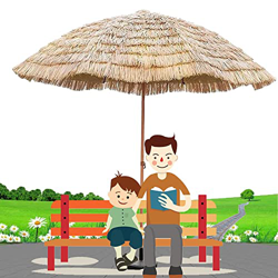SKTWOE Sombrilla Paja Exteriores Ajustable En Altura, Paraguas De Playa Plegable Hawaiana, Ø145cm Sombrillas De Mesa De Mercado Redonda, para Jardín,  características