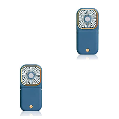 YIUPEDRFG 2 Juegos de ventilador plegable portátil con 3 velocidades de viento, soporte para teléfono móvil recargable, escolar, refrigeración por air