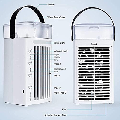 Acondicionador de aire Acondicionador Escritorio personal Ventilador Espacio Aire Cooler Portátil Mini refrigerante Ventilador Mesa Evaporativa Humidi