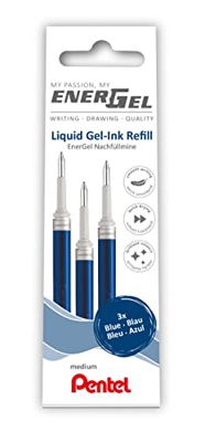 Pentel Recarga LR7-3C para bolígrafos EnerGel 0.7 Ball = 0,35 mm de grosor de trazo, 3 unidades, color azul