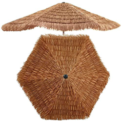 KAKVV Sombrilla de Playa Hawaiana Hula 2,4 m Paraguas Tiki de Paja para Patio Sombrilla de Jardín Al Aire Libre con Manivela Sombrilla de Paja para Pr precio