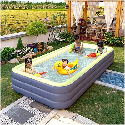 WXHN Piscinas Hinchables Grandes, Piscina Familiar Desmontable Rectangular, Material de PVC Grueso Piscina Inflable para Fiesta AcuáTica De Verano, Ad