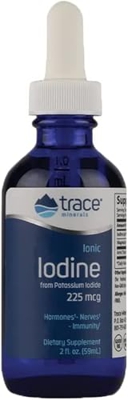 Trace Minerals Research Ionic Iodine (yodo iónico), 150 mcg de yodo por porción diaria, 59 ml, Probado en Laboratorio, Vegetariano, Sin Gluten, Sin So
