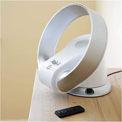 Ventilador sin aspas, Super Silencioso Ventilador Sin Aspas, con Control Remoto/Temporizador, para Garaje, Gimnasio, 3 velocidades, Plateado/Negro (Si características
