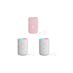 rongweiwang 3 Juegos de humidificador de aire portátil de 220ML con luz nocturna, difusor recargable USB de bajo ruido, rociador de niebla, contenedor en oferta