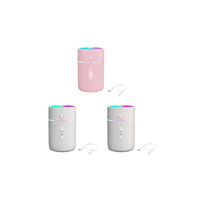 rongweiwang 3 Juegos de humidificador de aire portátil de 220ML con luz nocturna, difusor recargable USB de bajo ruido, rociador de niebla, contenedor