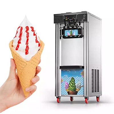 ZHANGTAOLF Fabricante Comercial de Helados Suaves, 3 sabores Fabricante de Helados con refrigeración, 5.2-7.3 galones/Hora Helado con Panel Inteligent