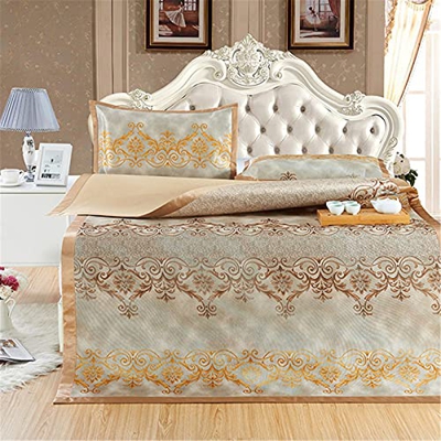 HCZS Colchoneta de Mimbre para Dormir de Verano, colchoneta de refrigeración Plegable de Doble Cara de Tres Piezas para colchones de Cama Doble de Dor