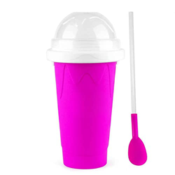 VTIX Slushie Maker Cup Straw and Spoon Gel Sílice Summer Cooler Máquina Cono Nieve Squeeze Cup DIY Smoothie Ice Cream Maker para Bebidas Leche Jugo (C características