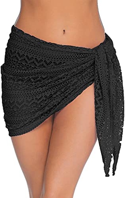 JFAN Pareo de Mujer Mini Vestido de Encaje para Cubrir la Falda Sarong de Playa Multiusos Vacaciones de Verano