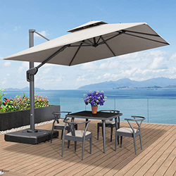 Offset Hanging Patio Umbrella Rectangula Patio Umbrellas Outdoor Market Cantilever Umbrella for Lawn Garden Deck Backyard Pool Grey-3.5 * 3.5m (Color  precio