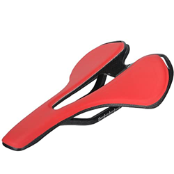 Sillin Mtb Silla de carbono de bicicleta súper liviano 125 g de cuero silla roja/negra/blanca Bicicleta SillíN (Color : No logo red) precio