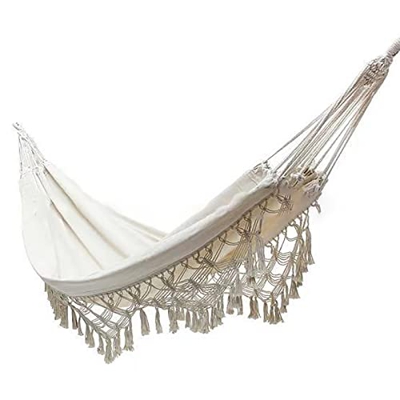 TRMF Hamaca de jardín de algodón suave, hamaca de camping con mochila, ideal para jardín, 240 x 150 cm