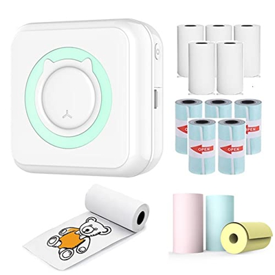 Impresora Portatil, Mini Impresora para Movil,Mini Impresora Térmica para Movil Inalámbrica, Impresora Fotográfica Bluetooth para Android e IOS, Bluet