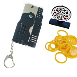 rethyrel Juego de Juguete con Banda de Goma - Mini Tirador de Metal con Llavero para Actividades al Aire Libre Rompecabezas para Adultos, Pistolas de  características
