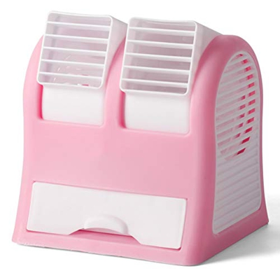 GVFTG Ventilador De Aire Acondicionado Refrigerado por Agua con Ventilador De Ventilación Dual USB,Rosado