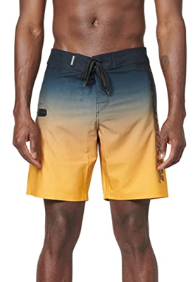 Koroshi Bañador Hombre Surfero Largo Estampado Amarillo Degradado con Bolsillo Lateral termosellado y Print Lateral