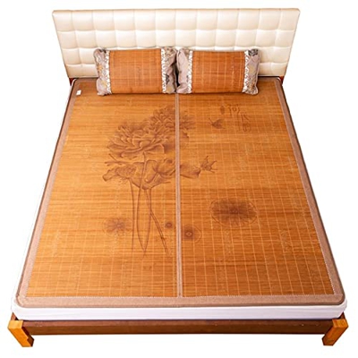 HCZS Estera de Dormir de Verano de bambú carbonizado, Almohadilla de colchón de refrigeración, Transpirable, Suave, para el hogar, de Doble Cara, Pleg