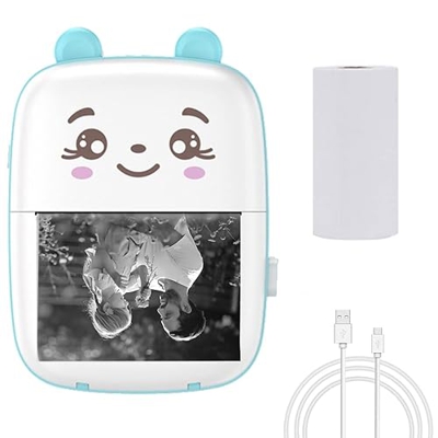 Wro Mini Impresora para Movil, Impresora de Bolsillo con 1 Rollos de Papel de impresión, Impresora Fotográfica, Portátil Mini Impresora Bluetooth Impr