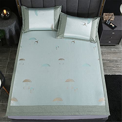 HCZS Juego de Fundas de colchón y Fundas de Almohada Plegables de ratán refrescante para el Verano con Funda para colchón,C,150x195cm