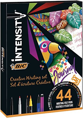 BIC Intensity Kit Creativo con Herramientas de Calidad para la Escritura Creativa Diaria y el Dibujo - Colores surtidos, Caja de 44, 503845