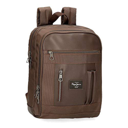 Pepe Jeans Bomber Mochila para Portátil 15,6" Marrón 27x36x12 cms Poliéster y PU 15,68L en oferta
