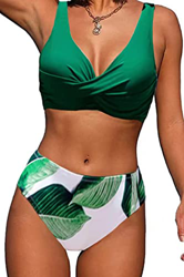 Joligiao Conjunto de Bikini para Mujer Traje de Baño Elegante con Cuello Halter Conjunto de Bikini Vintage 2 Piezas Ropa de Playa Acolchada de Cintura características