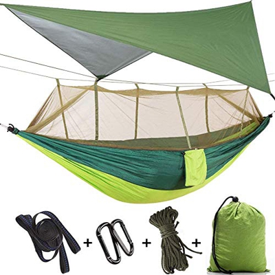 Camping Camping 2 Persona Hamaca con mosquitera, Tienda de campaña, Correas de árboles Resistente a Prueba de Agua a Prueba de Agua de Nylon liviano f