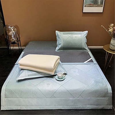 HCZS Estera de Verano Ropa de Cama de ratán de Verano Dormitorio de Verano Plegable de Doble Cara para el hogar de Seda de Hielo de Tres Piezas,E,1802