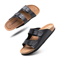 Sandalias Mujer Hombre Planas Zapatillas Verano Chanclas Con Hebilla Mules Zapatos Soporte Del Arco Comodas Negro Talla 42 EU en oferta