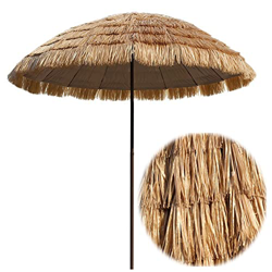 nihngvjm Paraguas de Paja, Paraguas de Paja de Rafia, sombrilla para jardín al Aire Libre, 250cm, Hawaii Tiki, Tejido de Paja, decoración, sombrillas  características