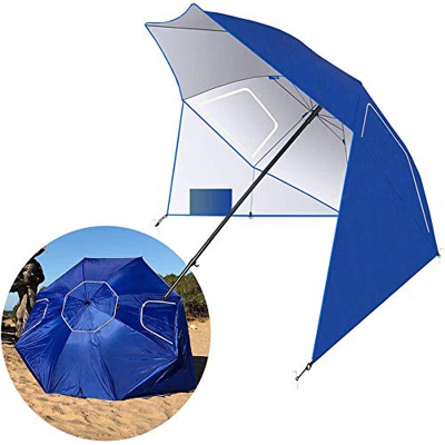 HMLOPX Paraguas de Playa Ventana y Soltera, Sol y Clima, protección contra Refugio, poliéster Resistente a UV de UPF5, Azul