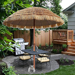 nihngvjm Paraguas de Paja, Sombrilla de 240cm, sombrilla de Paja para jardín, sombrilla de Mesa de Mercado para Restaurante al Aire Libre, cafetería,  precio