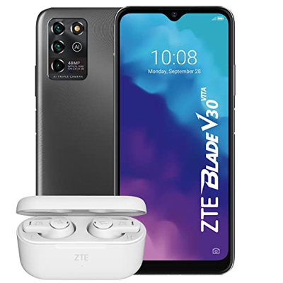 ZTE V30 Vita + Regalo TWS Live Buds - Pantalla 6,82" HD+, 4GB RAM + 128 GB Almacenamiento, Octa Core 1,6 GHz, Triple cámara 48MP, 5000 mAh, Gris