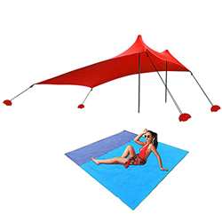 HMLOPX Tienda de Playa Sun Sunde, 10 × 10 pies de Playa de la Familia con Estera de Playa, protección UPF50 + UV, Pop Up Sun Shelter for la Playa, Pes precio