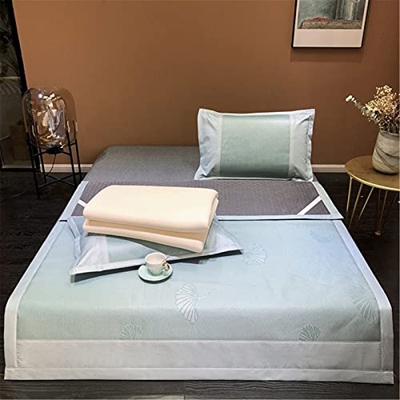 HCZS Estera de Verano Ropa de Cama de ratán de Verano Dormitorio de Verano Plegable de Doble Cara para el hogar de Seda de Hielo de Tres Piezas,H,1502