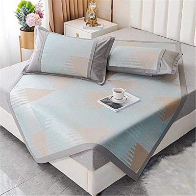 HCZS Colchoneta de enfriamiento de ratán de Verano, Juego de 3 Piezas Colchoneta de bambú de Doble Cara Colchoneta de Cama para Dormir para Ropa de Ca