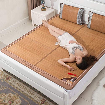 HCZS Colchón Fresco, Ropa de Cama Estera de Paja Esteras para Dormir de Verano Estera de Cama Plegable de Doble Cara Uso en el hogar Dormitorio Enfria