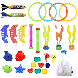 LAPPAZO Juegos Piscina para Niños Juguetes al Aire Libre en Verano Set Juguetes Natación Subacuática con Bolsa de Almacenamiento Juegos de Agua para N características