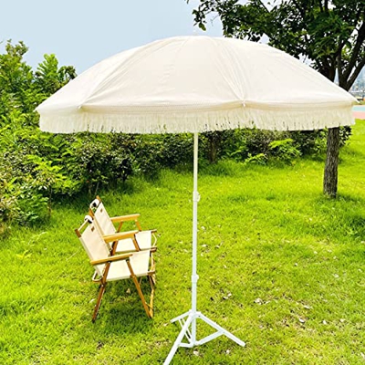 Bana 2m (6.6 pies) Tirador de la Playa al Aire Libre Sol del Sol, Sunsel de Borde del jardín, Gran Paraguas for Patio/Playa/jardín