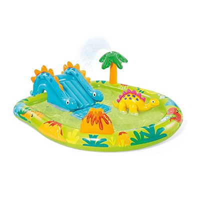 Piscinas inflables con temática de dinosaurios, 75 x 60 en familia, compatible con piscina de patio trasero, manguera de jardín, centro de juegos de p