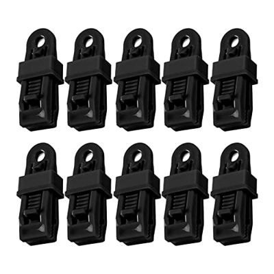 Colcolo Paquete de 10 Abrazaderas para toldo de Tienda de campaña para Acampar, Utiliza ampliamente plástico Antideslizante Duradero Negro