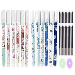 34 Piezas Bolígrafos de Gel Borrables de 0,5 mm Bolígrafo Borrable para Estudiantes, Niños y Adultos (tinta negro azul) en oferta