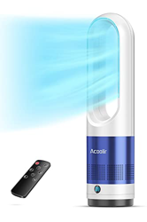 Ventilador de Torre, Ventilador Torre Silencioso Seguro sin Aspas, Oscilación de 80°, 8 velocidades, Temporizador 8H, Ventilador de Pie con Mando a Di precio