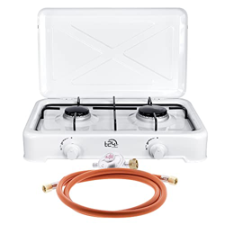 T24 Hornillo de gas portátil, incluye manguera de gas y reductor de presión (2 llamas). precio