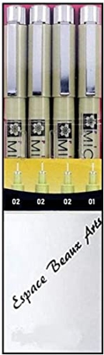 Sakura Pigma Micron Negro 02 (3 piezas) + 01 (1 unidad) - Manga Set